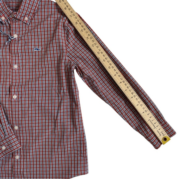 Vineyard Vines Boys Red Orange Plaid Button Down Shirt Size 7 NW - Picture 5 of 7